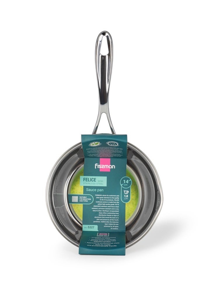 Fissman - Saucepan 1000mL with Measuring Mark, Stainless Steel Saucepan 14x7cm Felice Series - Image 1