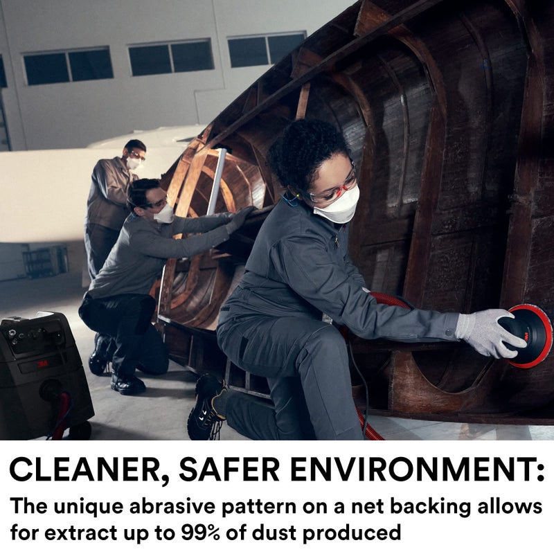 3M Xtract Net Disc 710W, 80+, 6 in, Die 600Z, Pack of 50 Hook and Loop Sanding Discs, Virtually Dust-Free, Premium Option for Metal, Wood, Composites, Stock Removal, and Fine Finishing - Image 2