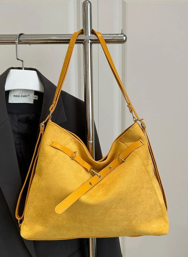 Take Two Yellow Shoulder Bag with Belt Strap Detail