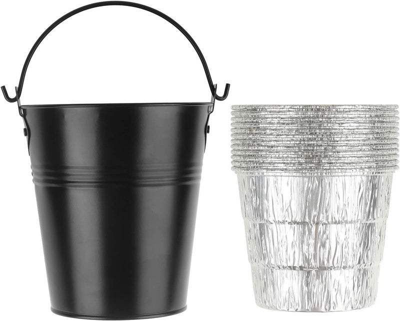 Firsgrill Drip Grease Bucket and 12-Pack Liners for Traeger 20/22/34 Series, Pit Boss etc Pellet Grill Smoker (Black 12) - Image 1