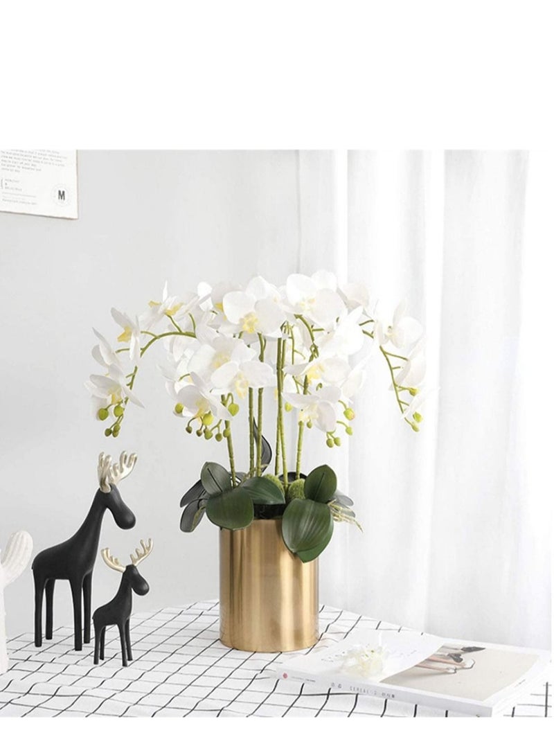 Captaintech Artificial Phalaenopsis Flowers, Artificial Flower Bonsai, Vivid Orchid Flowers Arrangement Phalaenopsis Flowers for Home Office Décor Table Centerpiece House Decorations (6 Pcs, White Orchid) - Image 2