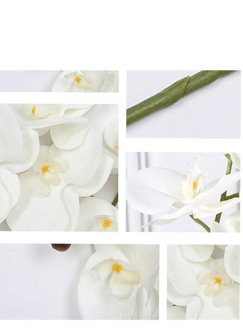 Captaintech Artificial Phalaenopsis Flowers, Artificial Flower Bonsai, Vivid Orchid Flowers Arrangement Phalaenopsis Flowers for Home Office Décor Table Centerpiece House Decorations (6 Pcs, White Orchid) - Image 3