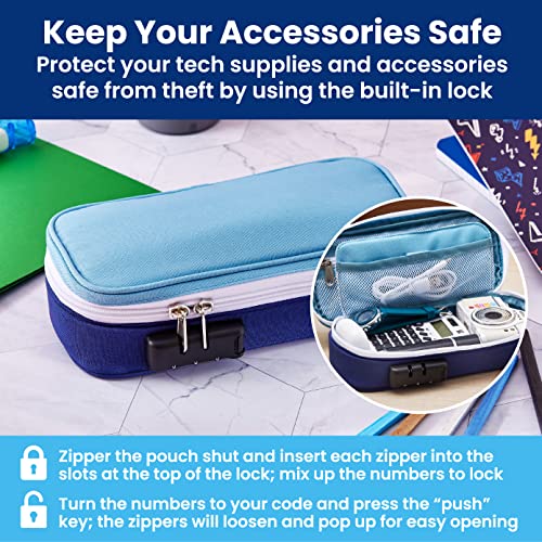 It's Academic Locking Pencil Case, for Office & School Supplies, Travel Organizer Bag, Compact, High Capacity, Light Weight, Blue (24371-BL) - Image 2