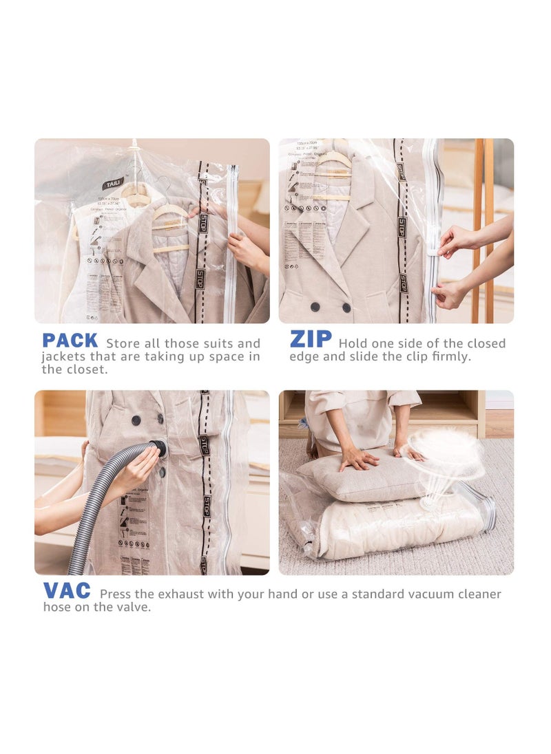 KASTWAVE - 4 Pack Hanging Vacuum Storage Bags Space Saver Bags for Clothes, Long 70x120 cm, Vacuum Seal Storage Bag Clothing Bags for Suits, Dress Coats or Jackets, Closet Organizer and Storage - Image 1
