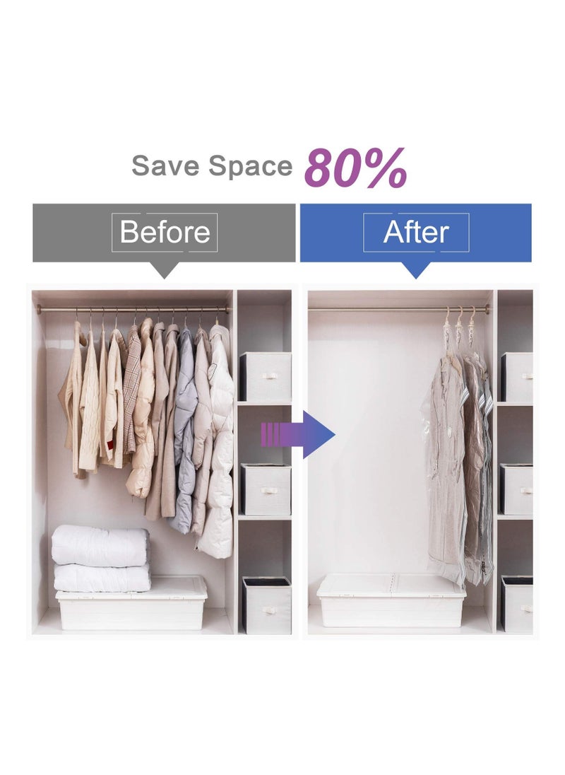KASTWAVE - 4 Pack Hanging Vacuum Storage Bags Space Saver Bags for Clothes, Long 70x120 cm, Vacuum Seal Storage Bag Clothing Bags for Suits, Dress Coats or Jackets, Closet Organizer and Storage - Image 1