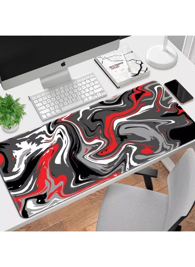 Fluid Pattern Black & Red Extended Gaming Mouse Pad 90 x 40 CM – XXLarge Desk Mat - Image 2