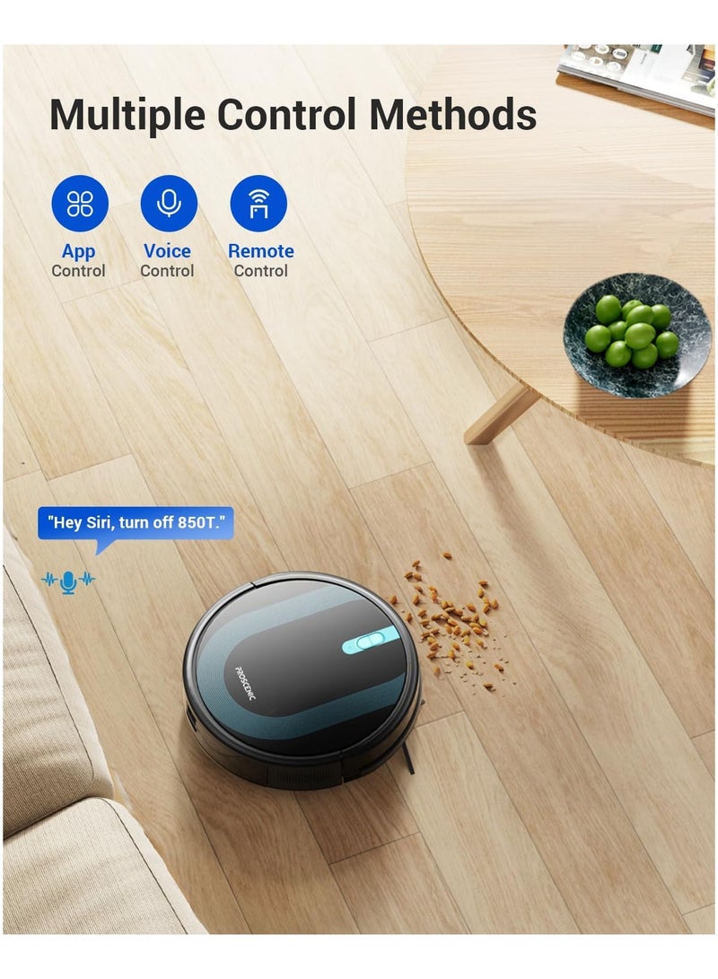 Proscenic 850T Robot Vacuum and Mop Combo, Ultra Slim, 3000 Pa Powerful Suction Automatic Vacuum Cleaner with 120 Min Run, Self-Charging, WiFi APP Customized Cleaning for Home Floor, Pet Hair, Carpet - Image 5