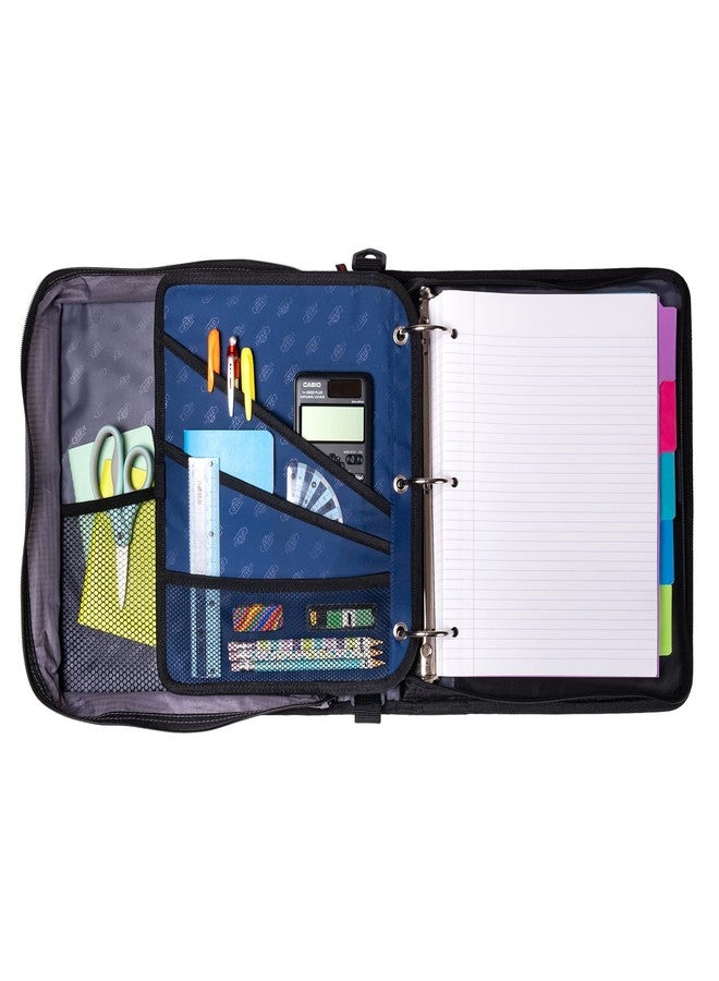 Case It 5-Tab Binder Accessory, 5-colored tabbed, 6 pocket expanding file, fits any standard 3 ring letter size binder, additional zippered mesh pockets for pen storage, ACC-21, Red - Image 3