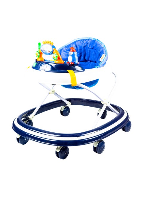 Adjustable Foldable Baby Walker with Activity Center – 2-in-1 Sit-to-Stand Push Walker for Toddlers and Babies (6 Months+), Lightweight with Removable Tray, Music, and Safety Brakes – Ideal for Learning to Walk-Blue