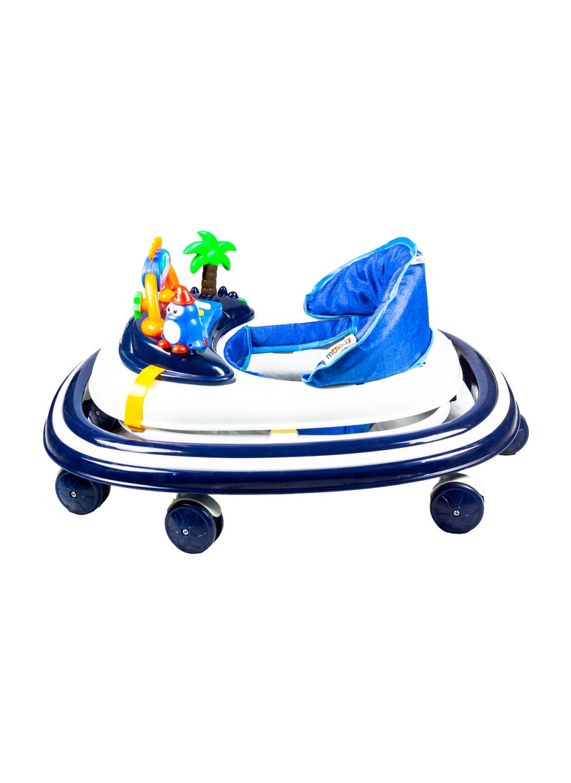 molody - Adjustable Foldable Baby Walker with Activity Center – 2-in-1 Sit-to-Stand Push Walker for Toddlers and Babies (6 Months+), Lightweight with Removable Tray, Music, and Safety Brakes – Ideal for Learning to Walk-Blue - Image 1