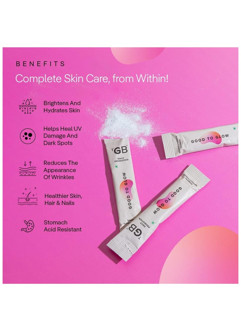 The Good Bug - Good To Glow SuperGut Stick 5 Billion CFU of Clinically Proven Strains Pre+Probiotic+Nutrients | Helps Promote Radiant Skin Healthier Skin, Hair & Nails For Women - 3gx15 sticks - Image 1