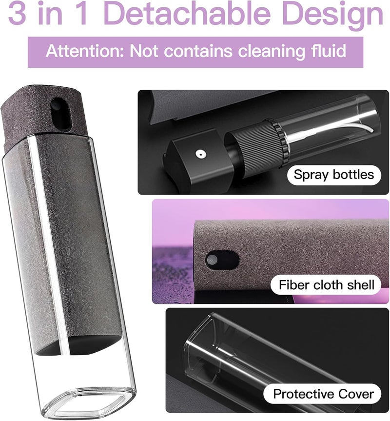 ZERNBER 2 Pcs Screen Cleaner Kit, 3-in-1 Touchscreen Mist Cleaner Spray Bottle Tool & Microfiber Cloth for Phone/Laptop/Tablet/TV/Monitor/Car Screens(Grey) - Image 3