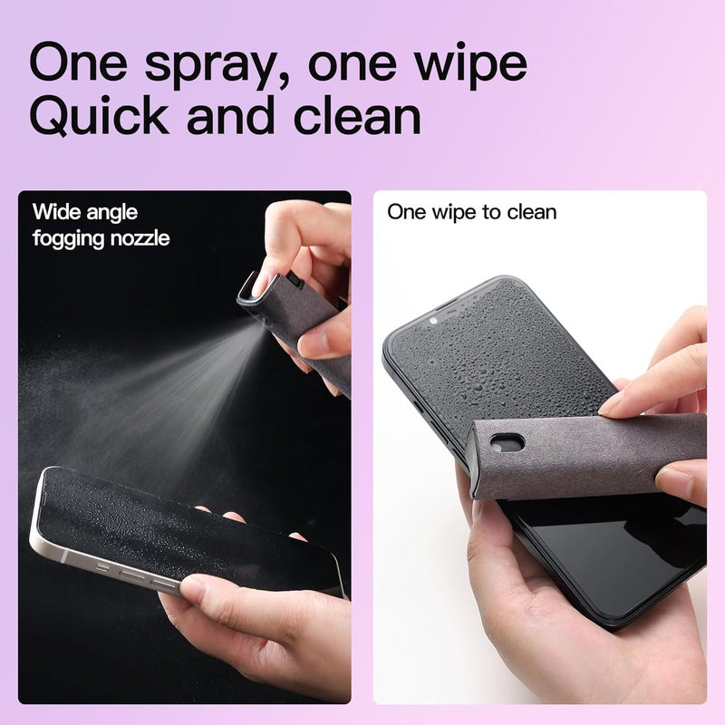 ZERNBER 2 Pcs Screen Cleaner Kit, 3-in-1 Touchscreen Mist Cleaner Spray Bottle Tool & Microfiber Cloth for Phone/Laptop/Tablet/TV/Monitor/Car Screens(Grey) - Image 4