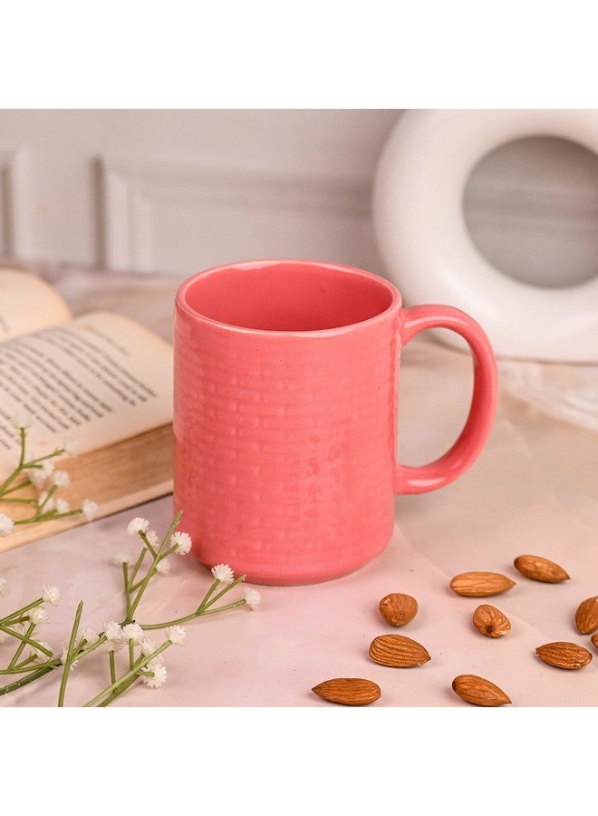 Anwaliya Bendis Series Ceramic Coffee Mug Set of 4 (400ml) Handcrafted Design Tea Cups Stackable, Chip Resistant, Large Serving Green Tea Cups, Brick (Color May Vary) - Image 2