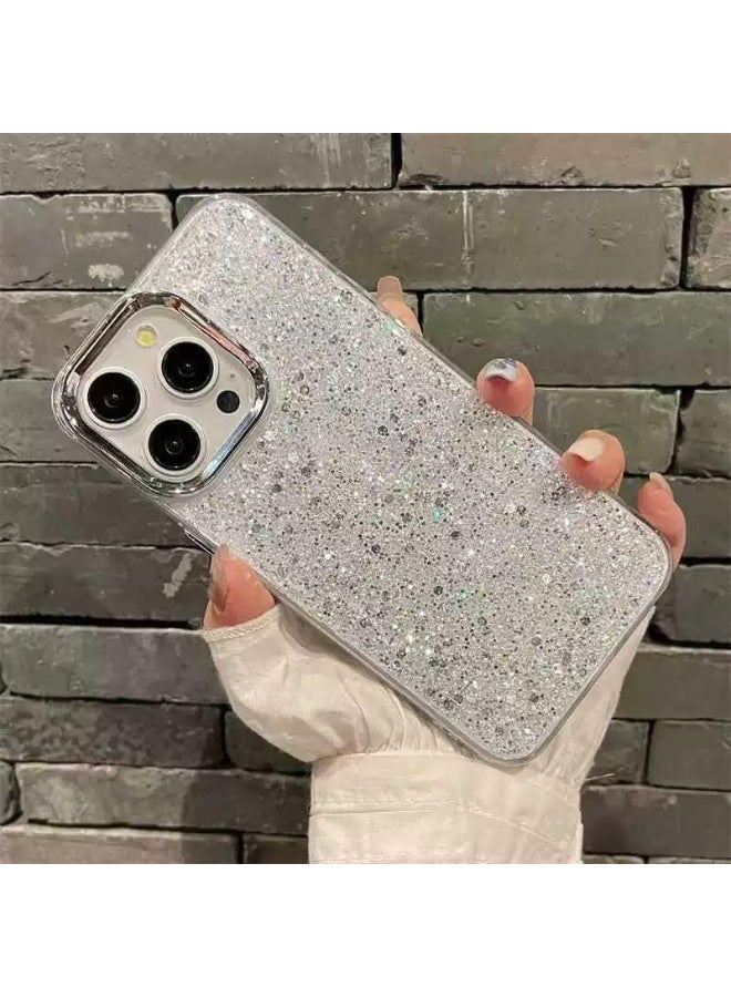 Case For iPhone Case, Clear Glitter Bling Sparkly, Soft TPU Frame Bumper, Hard-Back Cover for Women & Girls, Transparent Protective Phone Case (Glitter Silver, iPhone 14 Pro Max) - Image 2