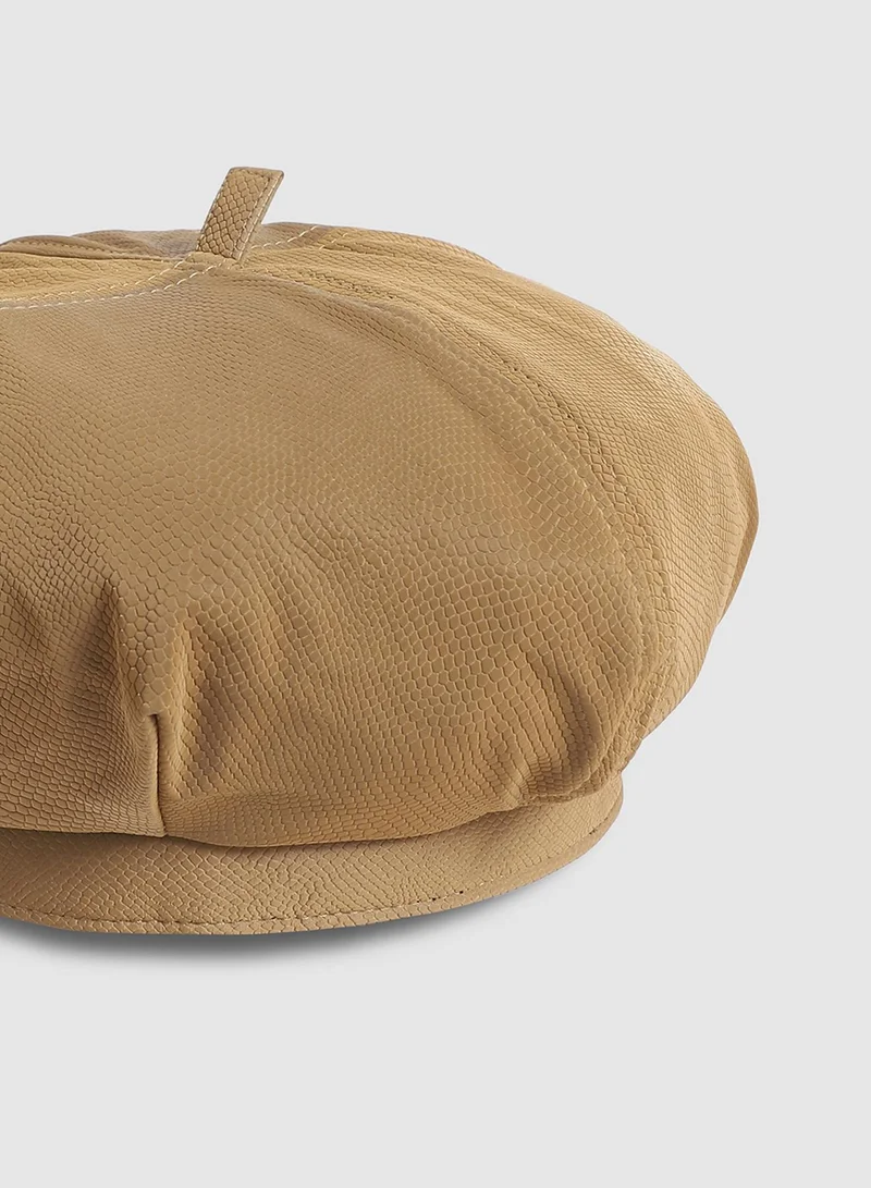 Haute Sauce Pebbled Bakerboy Hat - Beige
