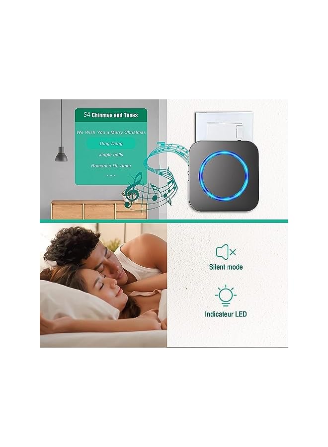 Green Tiger Battery Operated Wireless Doorbell, Cordless Door Bell,【54 Chimes & 4-Level Volume】1000ft Wireless Doorbell Kit IP55 Waterproof Doorbell Home Security Doorbell for Home, Office, Hotel (1 Receiver) - Image 5
