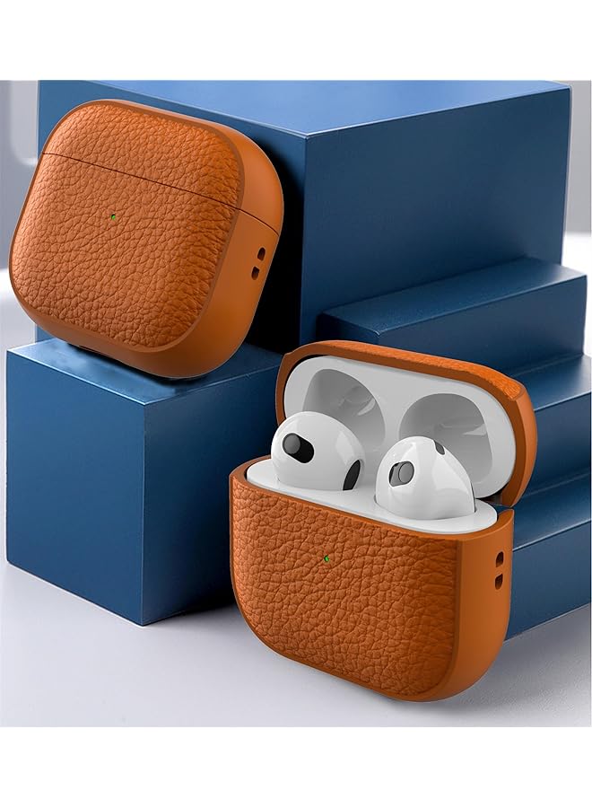 erorex For Airpods 4Th Generation Case Faux Leather With Lanyard Brown - Image 2