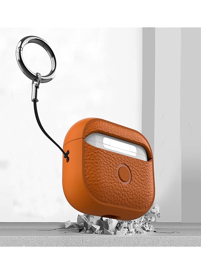 erorex For Airpods 4Th Generation Case Faux Leather With Lanyard Brown - Image 5