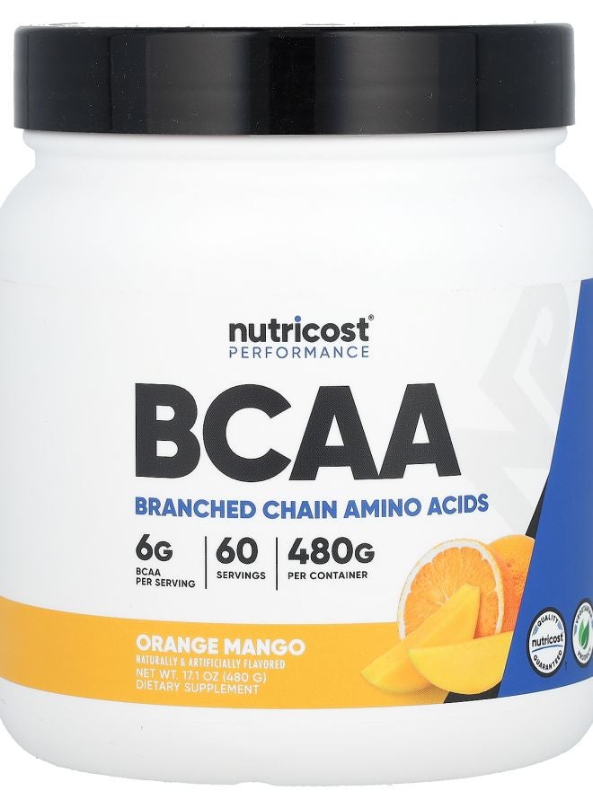 Nutricost Performance BCAA Orange Mango 17.1 oz (480 g) - Image 1