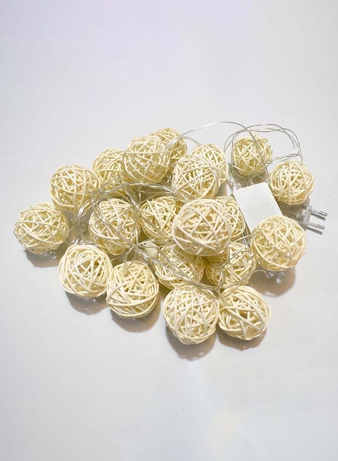 NIBEMINENT Decorative Jute Ball LED Lights Yellow 3.5meter - Image 1