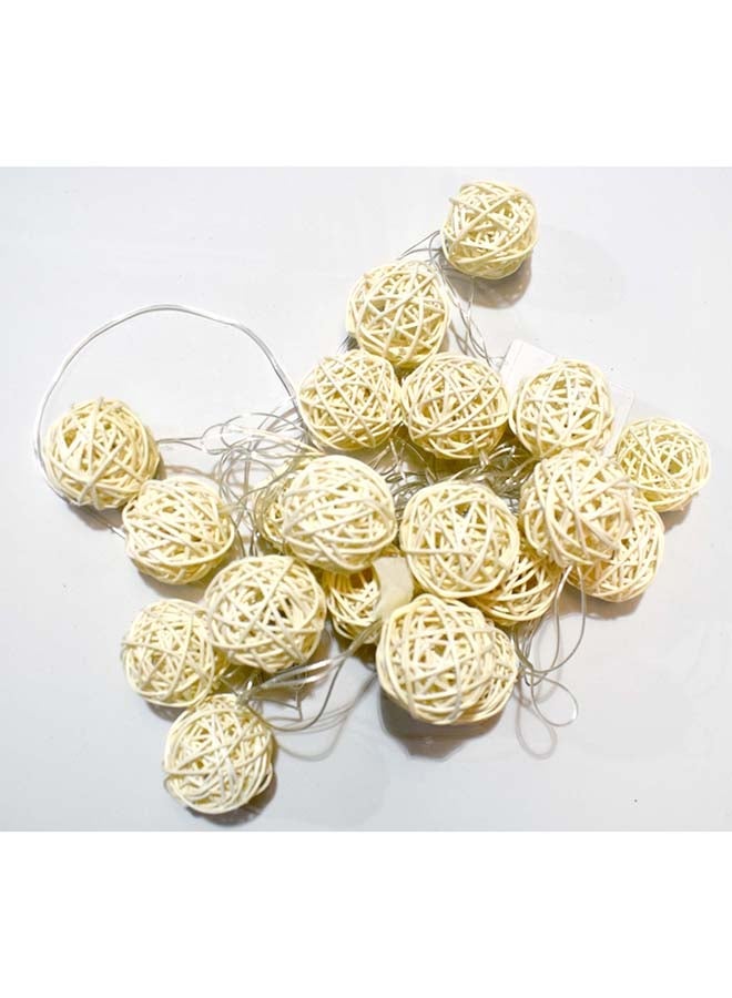 NIBEMINENT Decorative Jute Ball LED Lights Yellow 3.5meter - Image 2