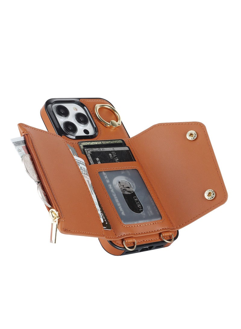 Suteni Flip Cover Crossbody Band Card Slots Leather Phone Case for iPhone - Image 3