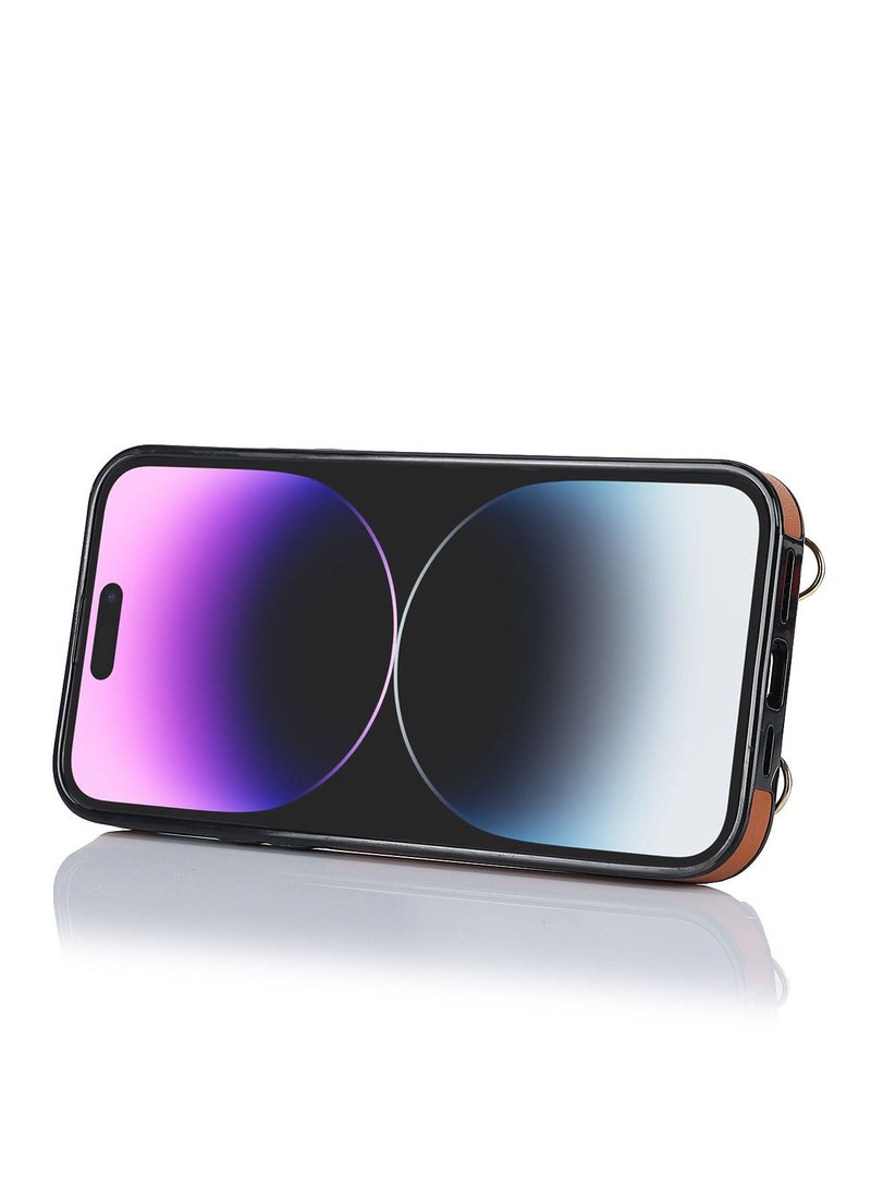 Suteni Flip Cover Crossbody Band Card Slots Leather Phone Case for iPhone - Image 2