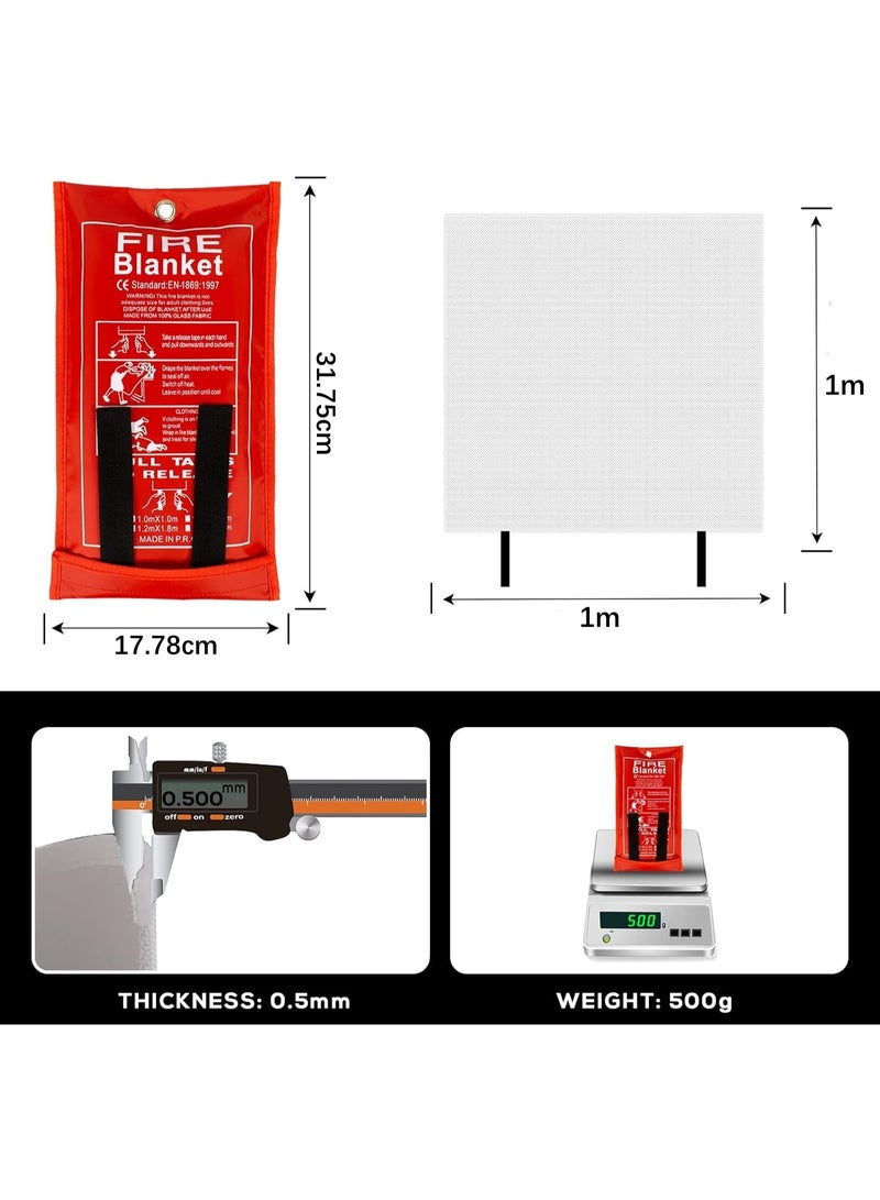 Emergency Fire Blanket for Home - 1*1m Fiberglass Fire Blankets Emergency for People Fire Suppression Blanket for Kitchen - Fire Extinguisher for Home - Image 2