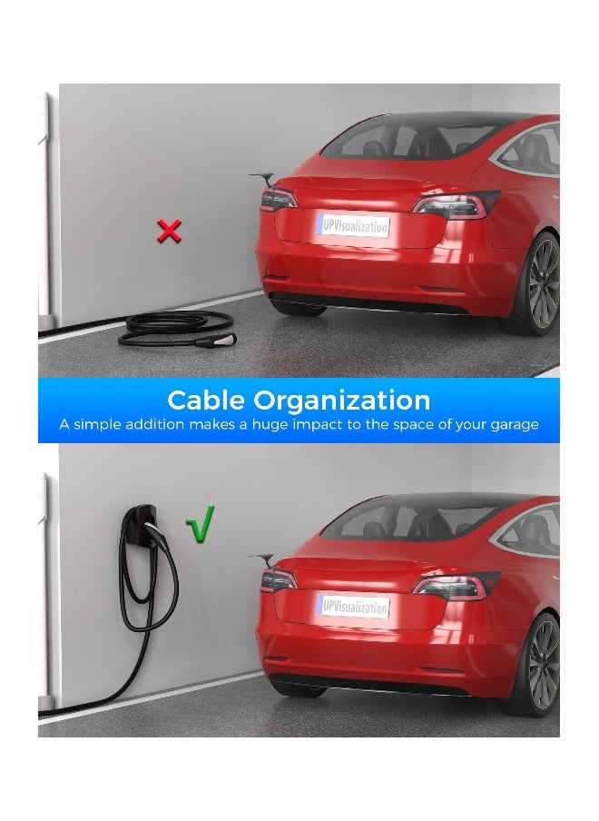 Mobile Charger Holder Wall Mount, Charging Cable Organizer with Anti-drop Design for Mobile Connector, Wall Connector for Model 3 Model Y, Compatible with Tesla Models, Black