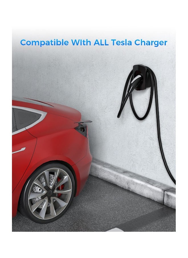 Mobile Charger Holder Wall Mount, Charging Cable Organizer with Anti-drop Design for Mobile Connector, Wall Connector for Model 3 Model Y, Compatible with Tesla Models, Black