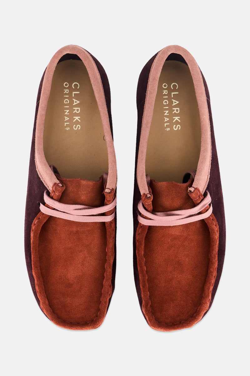 clarks Women Standard Wallabee Suede Lace Up Shoes, Maroon  - Image 3