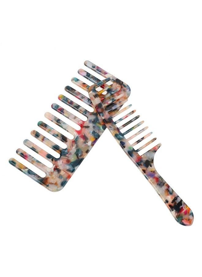 Beaupretty 2Pcs Tortoise Wide Comb Hair Detangling Comb Celluloid Acetate French Hair Comb Wide Teeth Pocket Comb Detangler Styling Comb  - Image 2