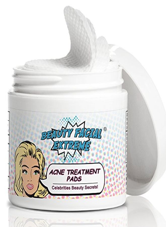 Beauty Facial Extreme Acne Treatment Pads Contains Salicylic, Glycolic, & Lactic Acid For Face & Body. Eliminates Oily Skin, Clogged Pores & Cystic Breakouts. Remover For Dark Spots, Whitehead & Blackhead Pimples.  - Image 1