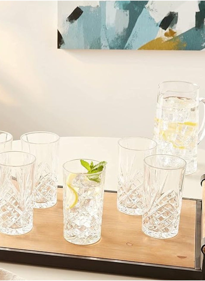 Vitacelli - Highball Glasses Set of 2, 250ml Cups, Textured Designer Glassware for Drinking Water, or Soda, Trendy and Elegant Dishware, Dishwasher Safe - Image 1