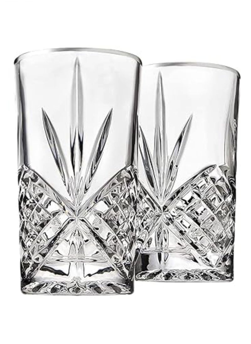 Vitacelli - Highball Glasses Set of 2, 250ml Cups, Textured Designer Glassware for Drinking Water, or Soda, Trendy and Elegant Dishware, Dishwasher Safe - Image 1