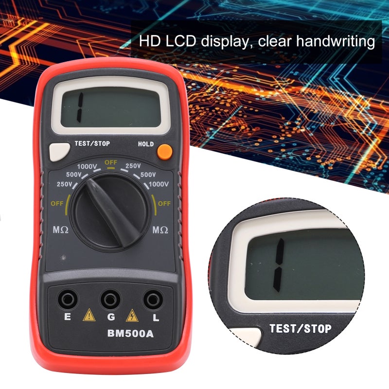 Insulation Tester: ABS Material Durable Digital Meter - LCD Display 1999MΩ Range Portable Electrical Tester for Electrical Equipment Maintenance, Testing and Inspection - Image 4