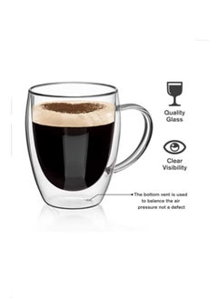 DESSINI Dessini 300ml double wall glass tea cup with handle 2-pieces  KD580  - Image 2
