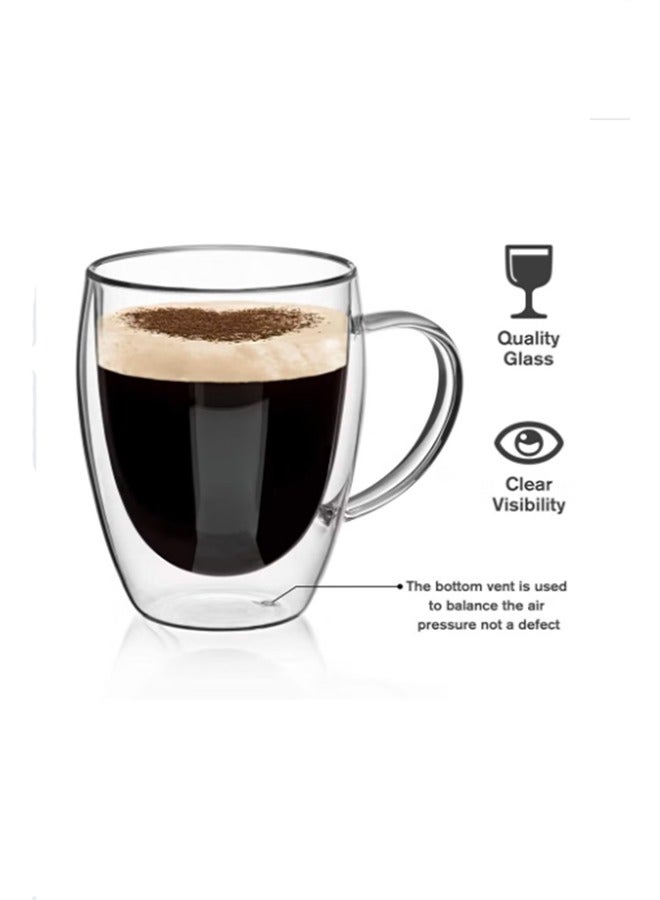DESSINI Dessini 300ml double wall glass tea cup with handle 2-pieces  KD580  - Image 2