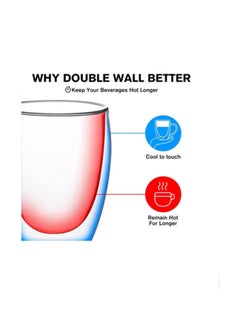 DESSINI Dessini 300ml double wall glass tea cup with handle 2-pieces  KD580  - Image 3
