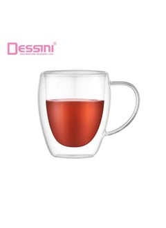 DESSINI Dessini 300ml double wall glass tea cup with handle 2-pieces  KD580  - Image 5