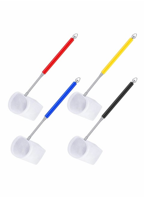 4 Pieces Fish Tank Shrimp Net Extendable Handle Shrimp Net Aquarium Stainless Steel Small Fishing Net Fish Shrimp Skimming Net with Adjustable Handle for Aquarium Fish Tank Pond Creek