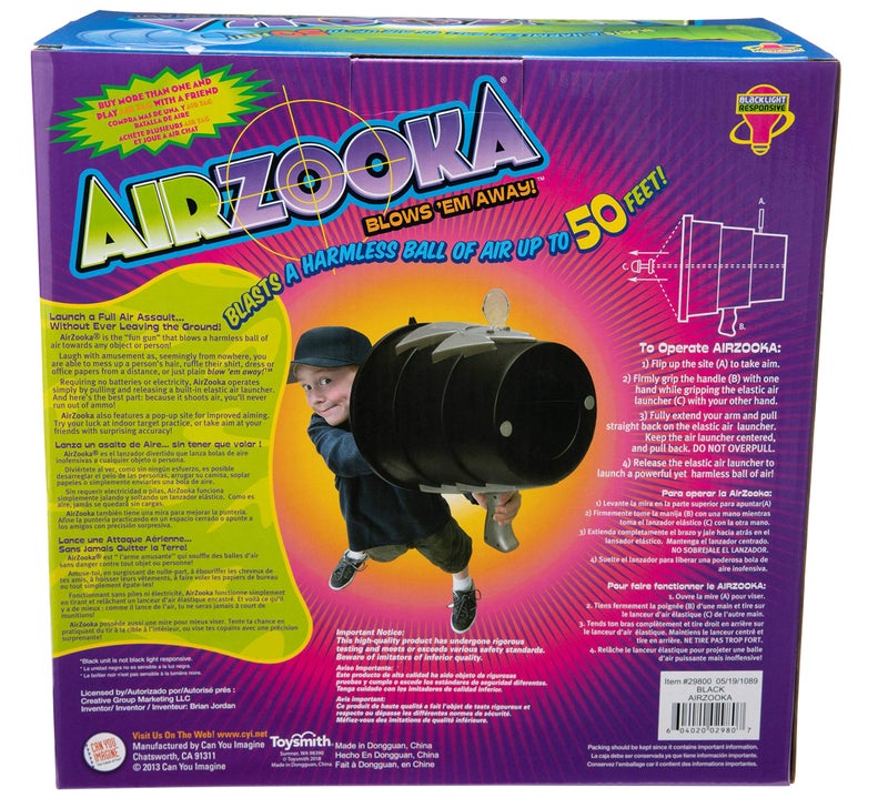 Toysmith Airzooka Toysmith, Blast A Harmless Ball Of Air Toy, Black, All Ages - Adults Too - Image 2