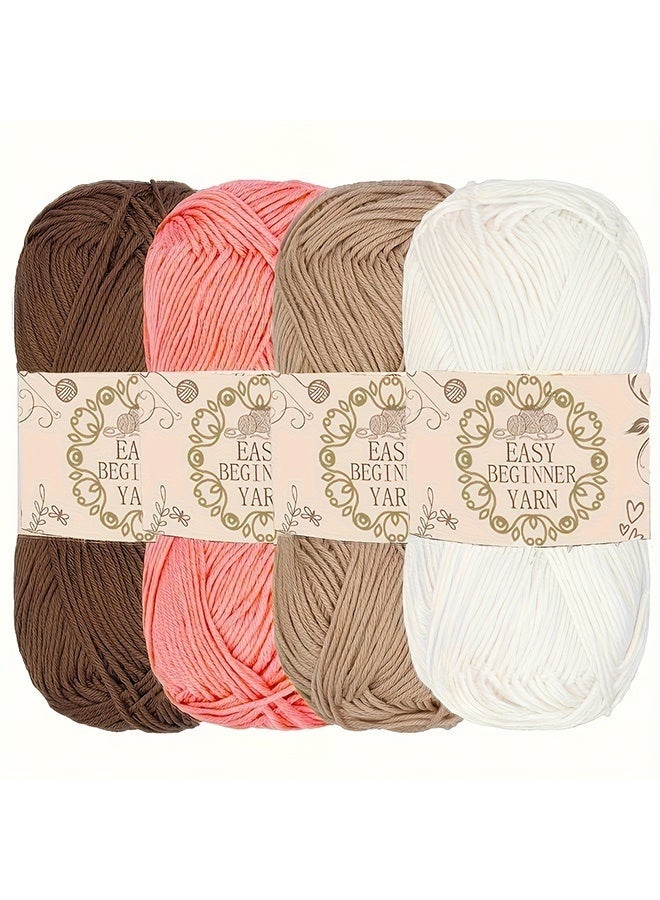 Bamboo Cotton Sport Yarn - 50g/Skein - Shades of Neutral Tones - 4 Skeins - Image 1