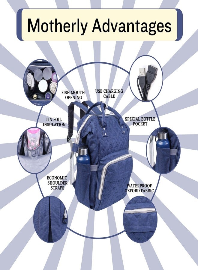 TAG24 Multifunctional Waterproof Diaper Backpack for MothersTravel - Navy Blue - Image 3