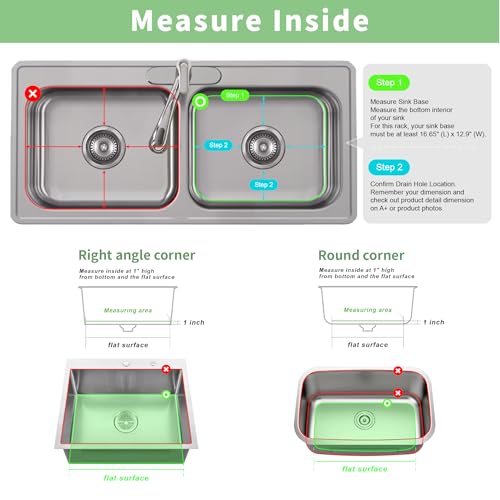 SunnyPoint 304 Stainless Steel Sink Protector Rack – Rust-Resistant Grid for Kitchen Sink Bottom, Scratch Prevention, Drainage Support, Fits Sinks 16.15" x 12.4", Center Drain Hole Required - Image 5