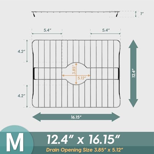 SunnyPoint 304 Stainless Steel Sink Protector Rack – Rust-Resistant Grid for Kitchen Sink Bottom, Scratch Prevention, Drainage Support, Fits Sinks 16.15" x 12.4", Center Drain Hole Required - Image 2