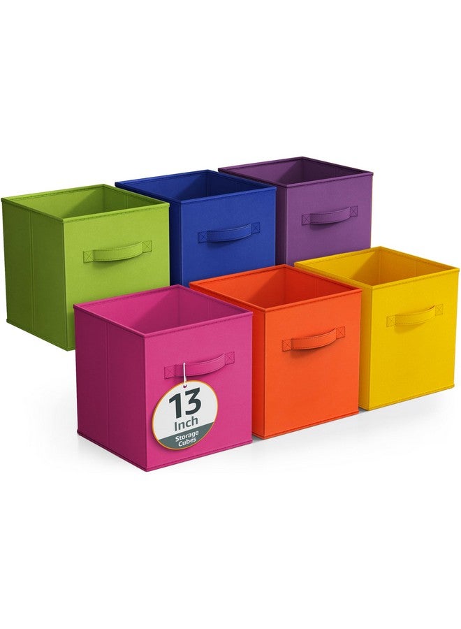 Sorbus Fabric Storage Cubes - 6 Foldable Storage Bins for Organizing Pantry, Cubbies, Toy Box - Clothes Storage & Closet Organizer - 13 Inch Collapsible Cube Baskets for Shelves with Handle - Image 1