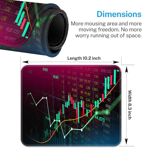 Semtomn Market Trading Graph Mouse Pad Square 9.5" x 7.9" for Wireless Mouse Notebooks Desktop Computers Office Supplies with Non-Slip Rubber Base Mouse Pad for Gaming, Working, Studying - Image 5