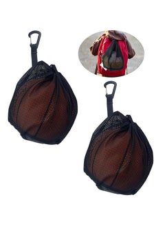 2 Pcs Mesh Ball Bags Drawstring Ball Storage Net Bag Single Ball Bag with Zipper Pocket Black Drawstring Net Bag, Football Drawstring Storage Mesh Carry Bag Drawstring Net Bag with Clip